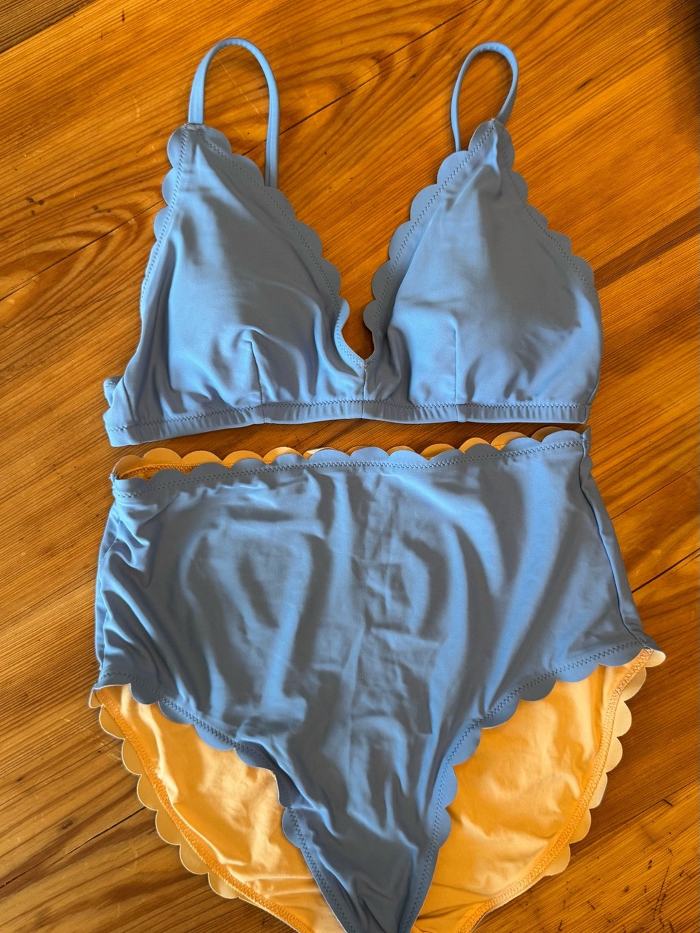 J. Crew Light Blue Scallop Trim Women's Bikini Set